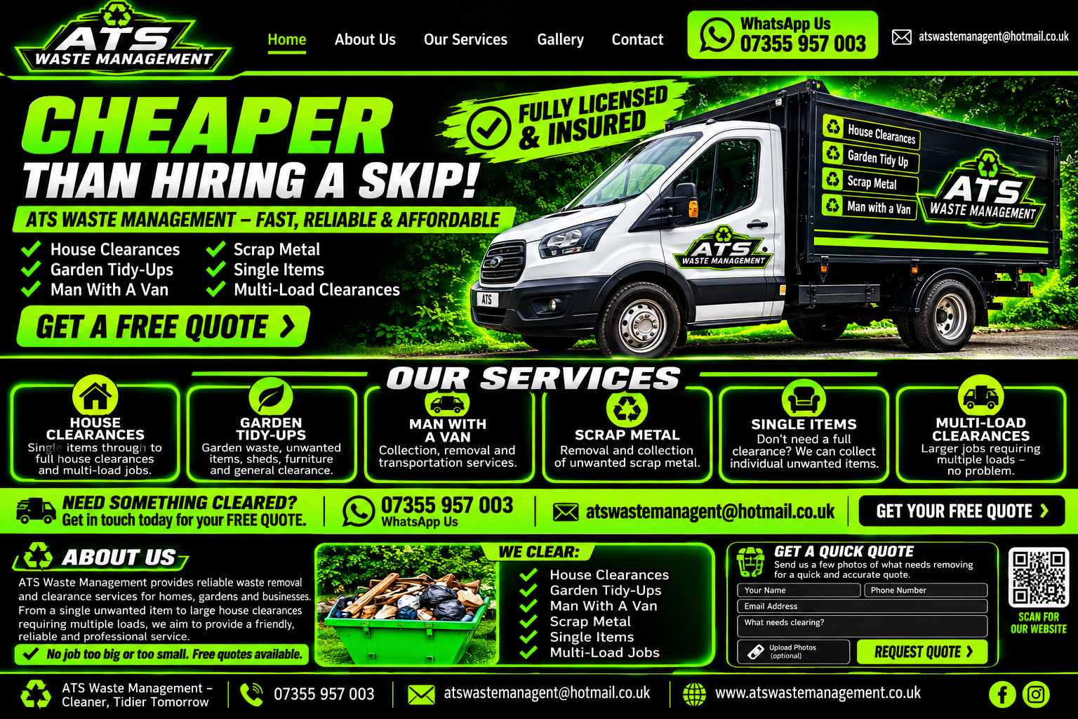 ATS Waste Management branded Transit tipper